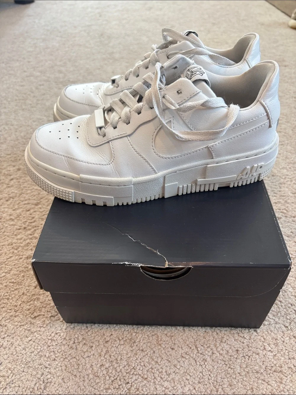 Nike Air Force 1 Pixel All-White Low-Top Sneakers